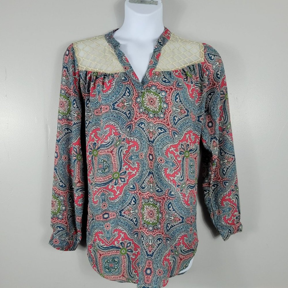 Bke Boutique Plus Size 1x Lace Boho Paisley Tunic Top